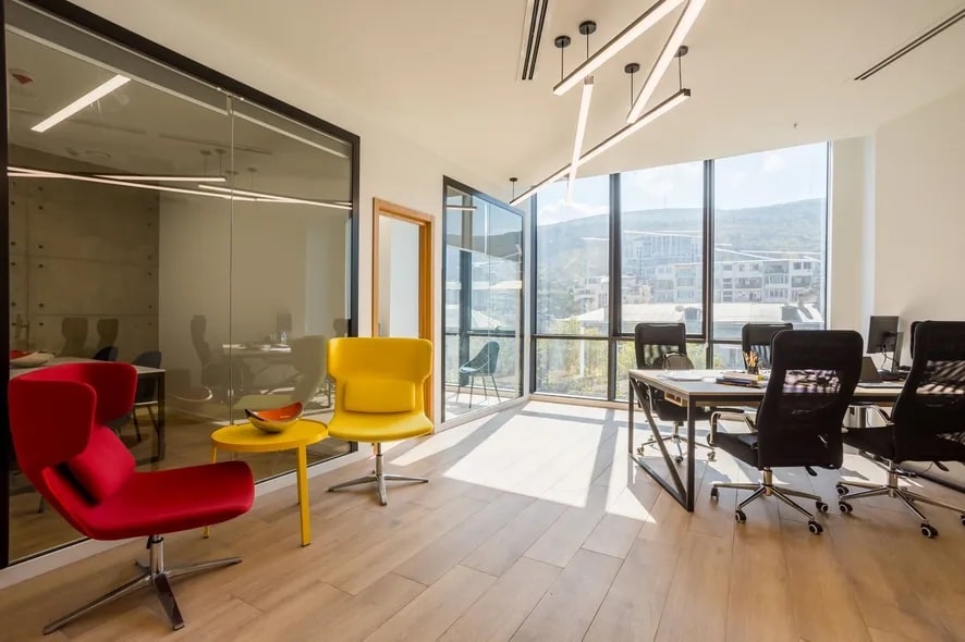 Axis Towers meeting room with panoramic mountain views